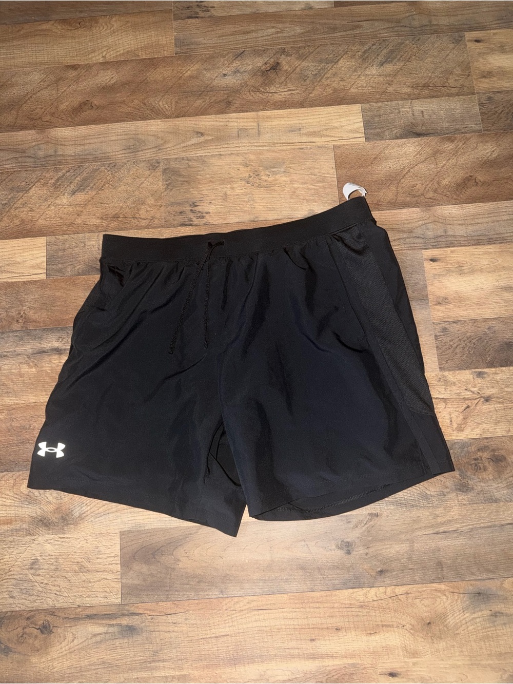 Under Armour Men’s Black Athletic Shorts with White Logo